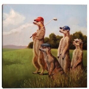 Meerkat  Golfers Canvas Art new